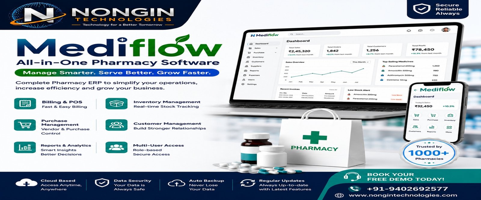 Mediflow pharmacy software by NONGIN Technologies
